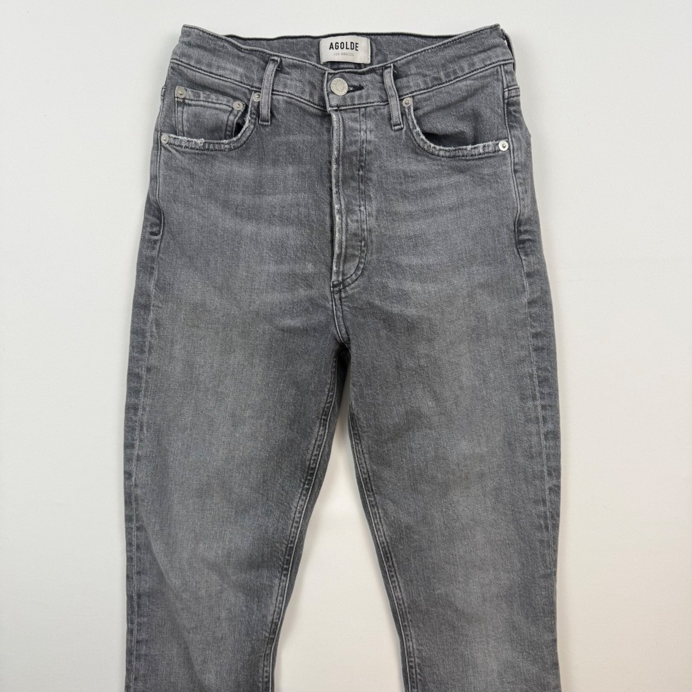 AGOLDE Nico High Rise Slim Jeans Gray Raw Hem A093-1138 Size 25